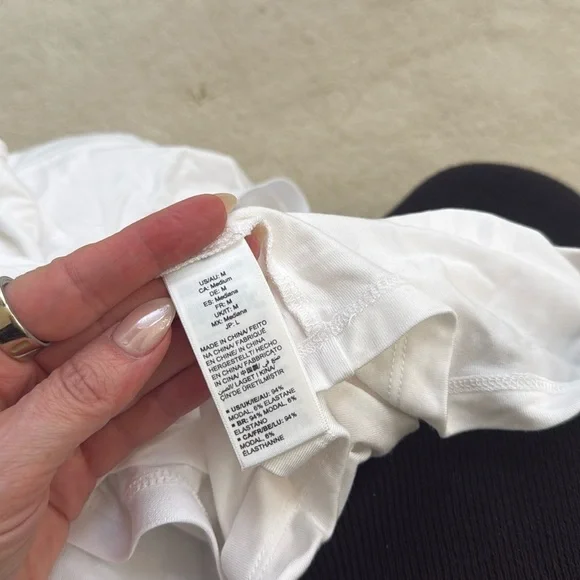 The Drop Women's Payton Asymmetric Fitted One-Shoulder Top White Size Medium - Picture 9 of 10